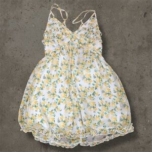 Women’s Trixxi Yellow Floral Spring and Summer Mini Dress